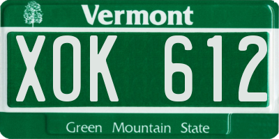 VT license plate XOK612