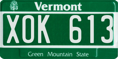 VT license plate XOK613
