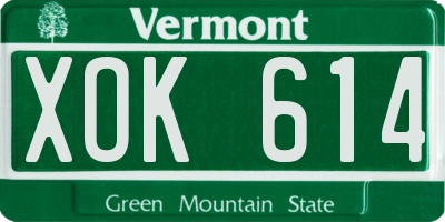 VT license plate XOK614