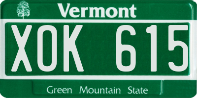 VT license plate XOK615