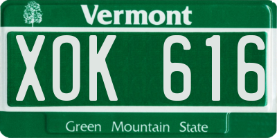 VT license plate XOK616