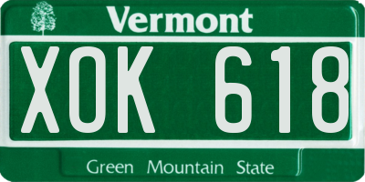 VT license plate XOK618