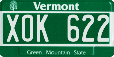 VT license plate XOK622