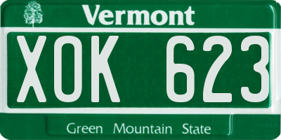 VT license plate XOK623