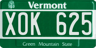 VT license plate XOK625