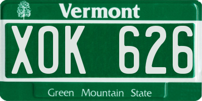 VT license plate XOK626