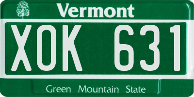 VT license plate XOK631