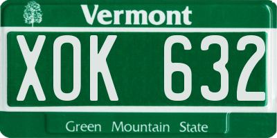 VT license plate XOK632