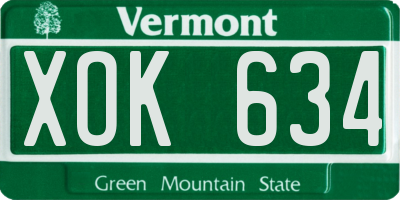 VT license plate XOK634