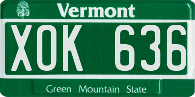 VT license plate XOK636