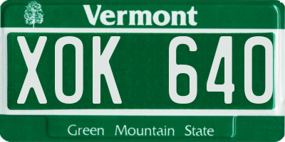 VT license plate XOK640