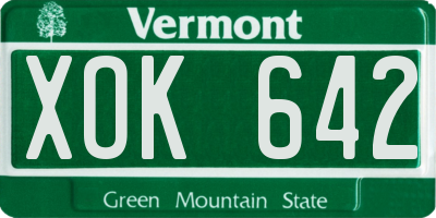 VT license plate XOK642