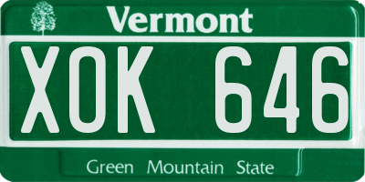 VT license plate XOK646
