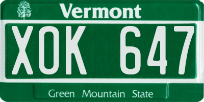 VT license plate XOK647