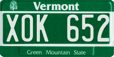 VT license plate XOK652