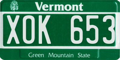 VT license plate XOK653
