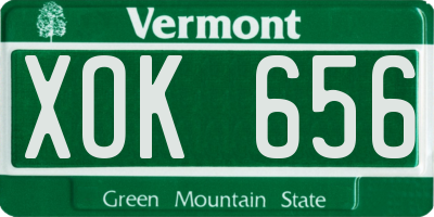 VT license plate XOK656