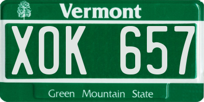 VT license plate XOK657