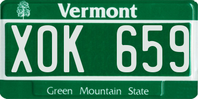 VT license plate XOK659