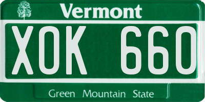 VT license plate XOK660