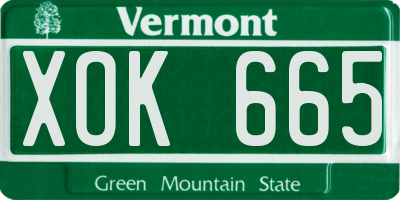 VT license plate XOK665
