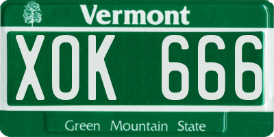 VT license plate XOK666