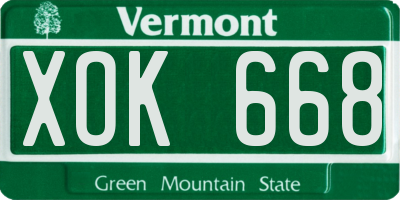 VT license plate XOK668