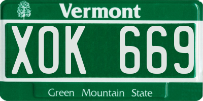VT license plate XOK669