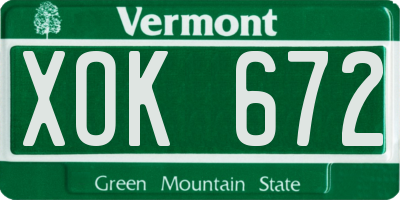 VT license plate XOK672