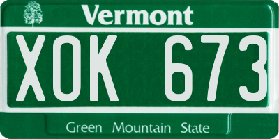 VT license plate XOK673