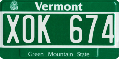 VT license plate XOK674