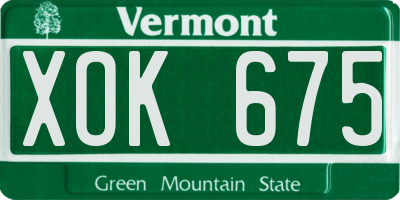 VT license plate XOK675