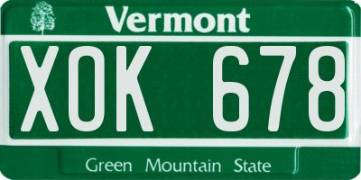 VT license plate XOK678