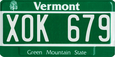 VT license plate XOK679