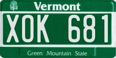 VT license plate XOK681