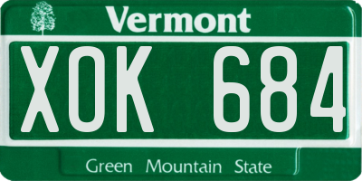 VT license plate XOK684