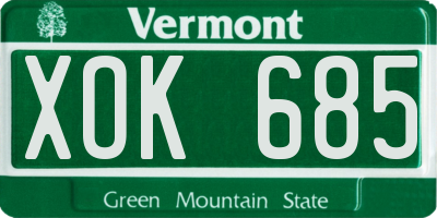 VT license plate XOK685
