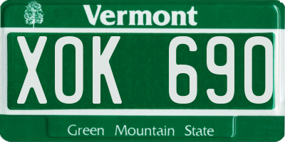 VT license plate XOK690