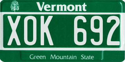 VT license plate XOK692