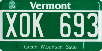 VT license plate XOK693