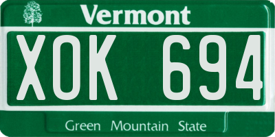 VT license plate XOK694