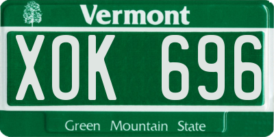 VT license plate XOK696