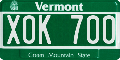 VT license plate XOK700