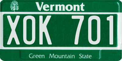 VT license plate XOK701