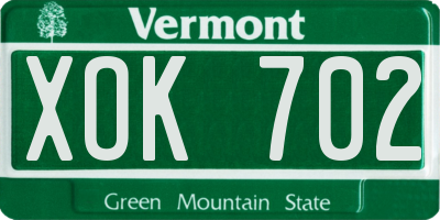 VT license plate XOK702
