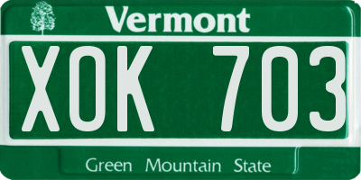 VT license plate XOK703