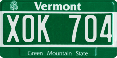 VT license plate XOK704
