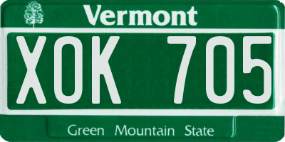 VT license plate XOK705