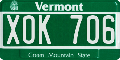 VT license plate XOK706