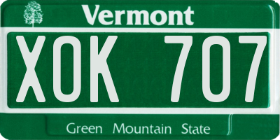 VT license plate XOK707